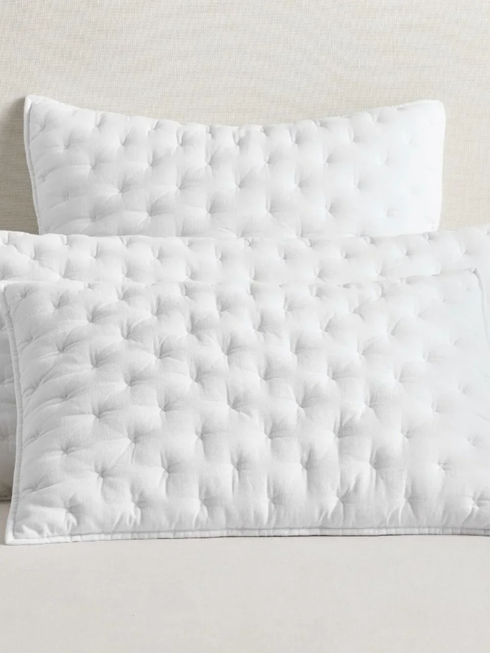 SET OF 2 POTTERY BARN CROSS STITCH QUILTED SHAMS